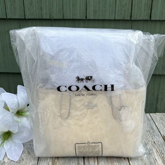 Coach City Mini Tote Bag In Signature Canvas Butter Yellow Crossbody Purse - Picture 9 of 15
